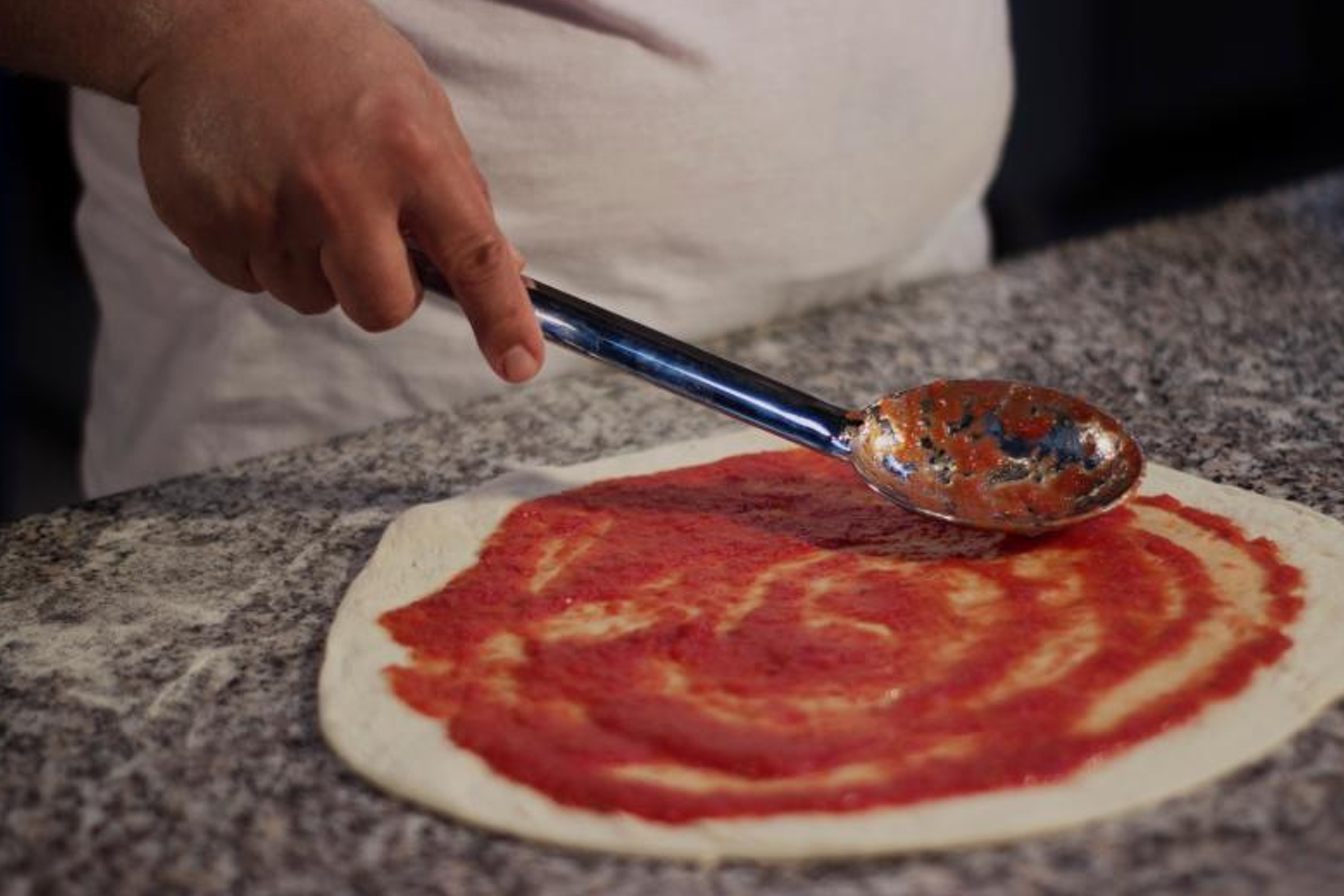 Ske til pizzasauce, rustfrit stål