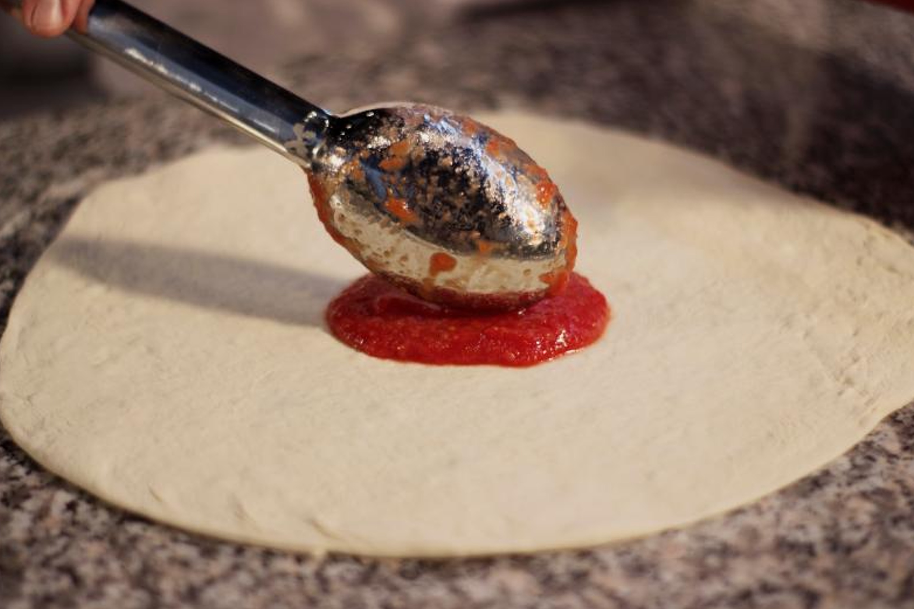 Ske til pizzasauce, rustfrit stål