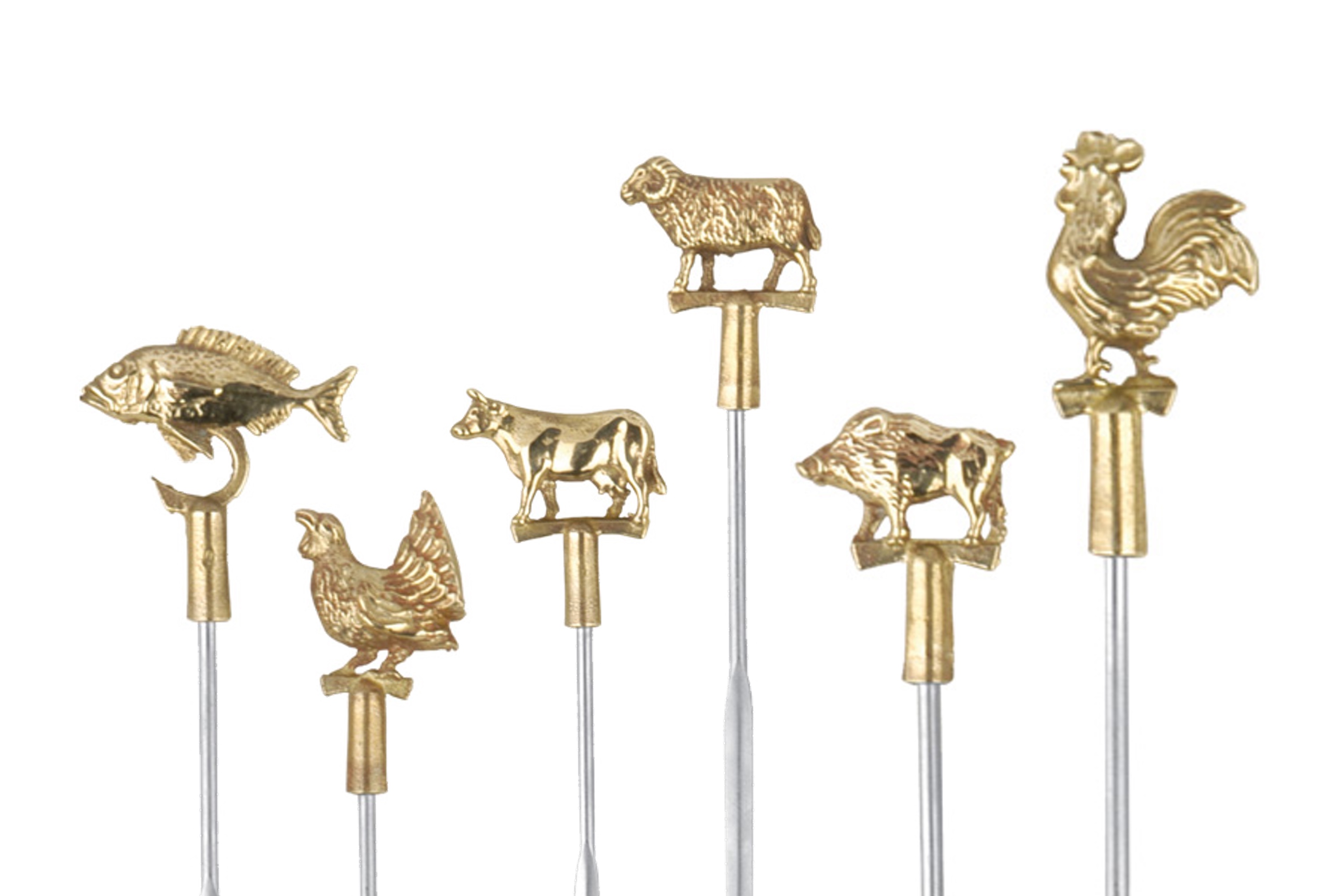 Grillspyd, messingfigurer, 1 stk.
