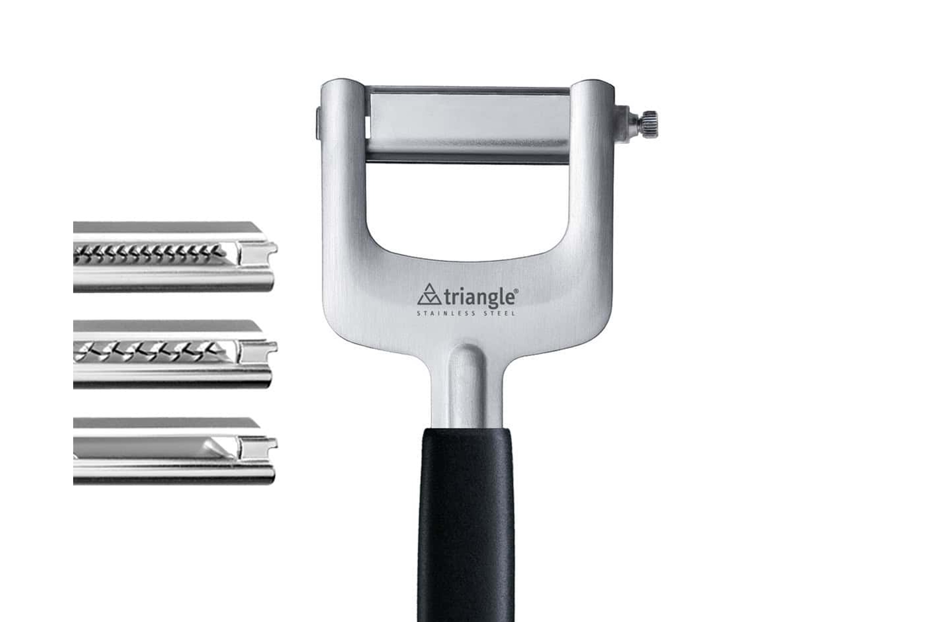 Julienneskærer, 3 udskiftelige blade, stål og plastskæfte