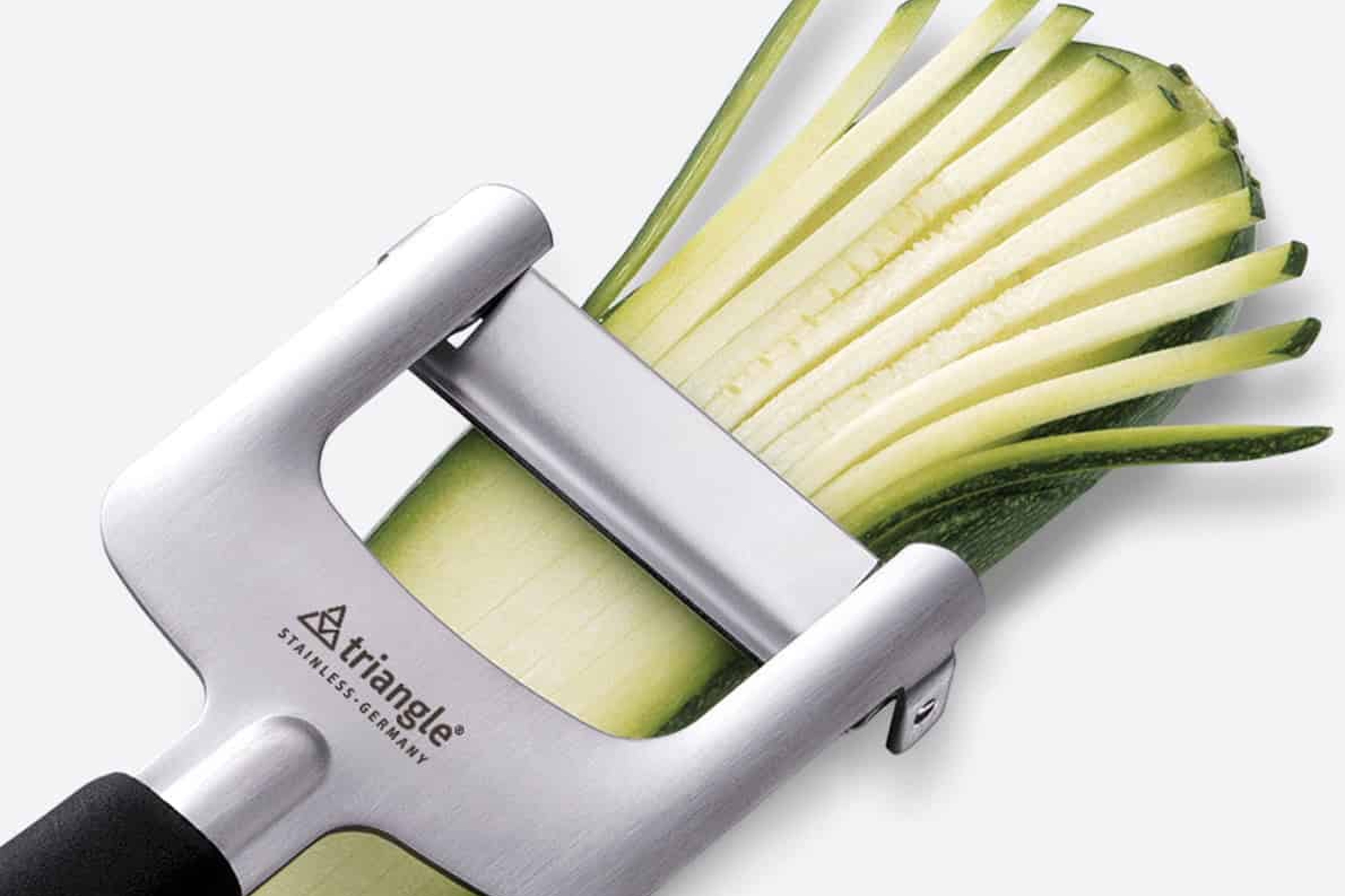 Julienneskærer, 3 udskiftelige blade, stål og plastskæfte