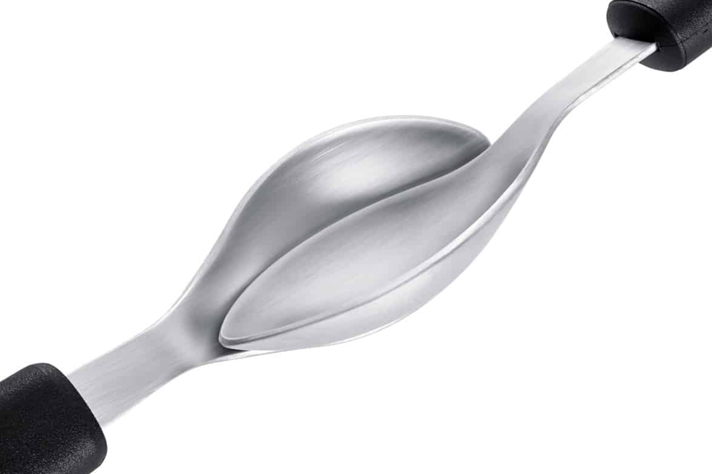 Quenelleske, stål, sort skaft