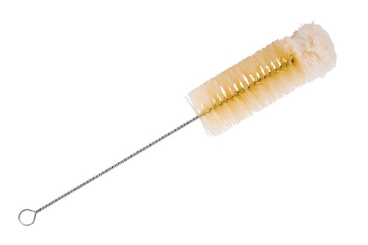 Flaskebørste med stålwire, naturhår og uldspids