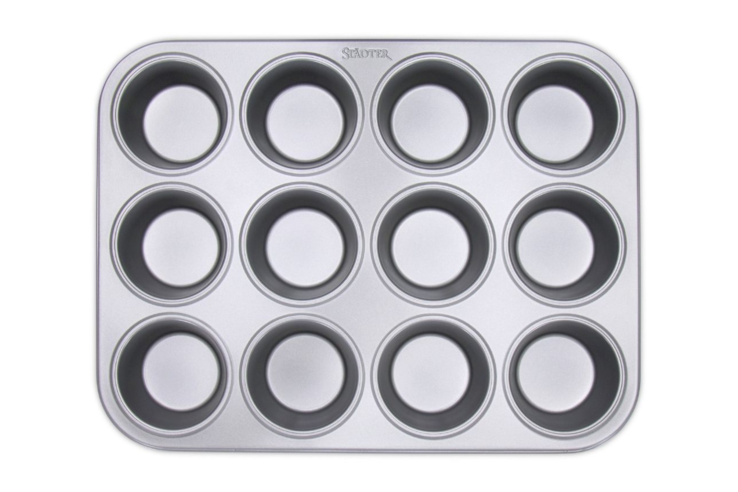 Bageplade til 12 stk. muffins, jern med belægning