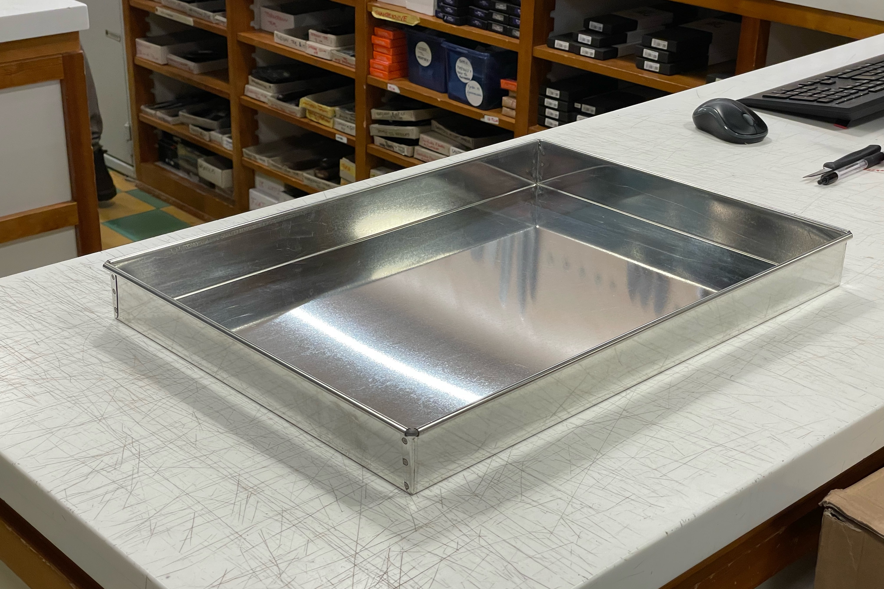 Bageform, rektangulær, lige sider, tinblik, H 5 cm