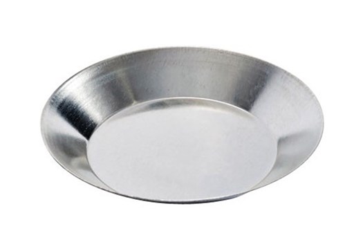 Flanform, rund, skrå sider, tinblik