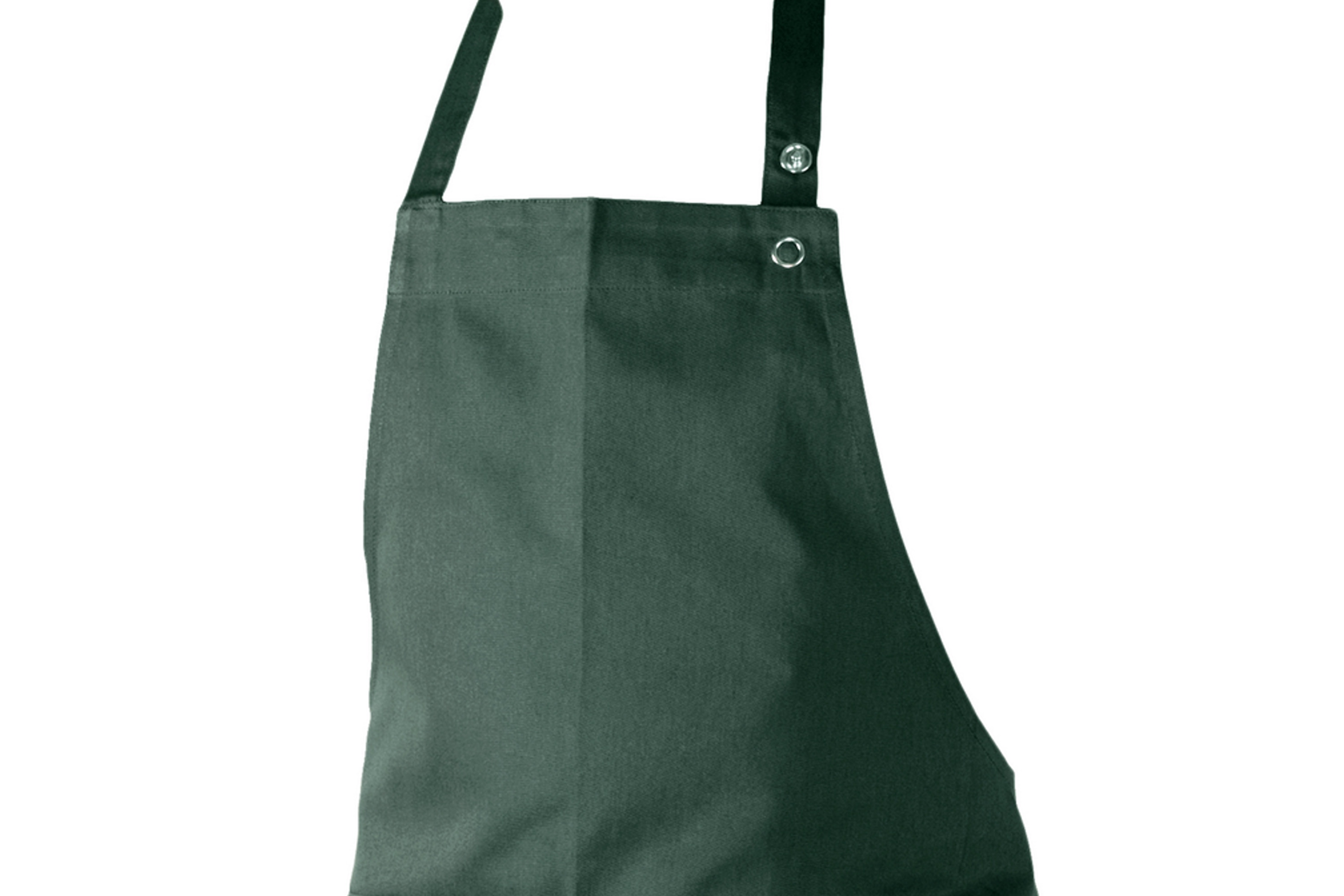 Forklæde, langt, mørk grøn, bomuld