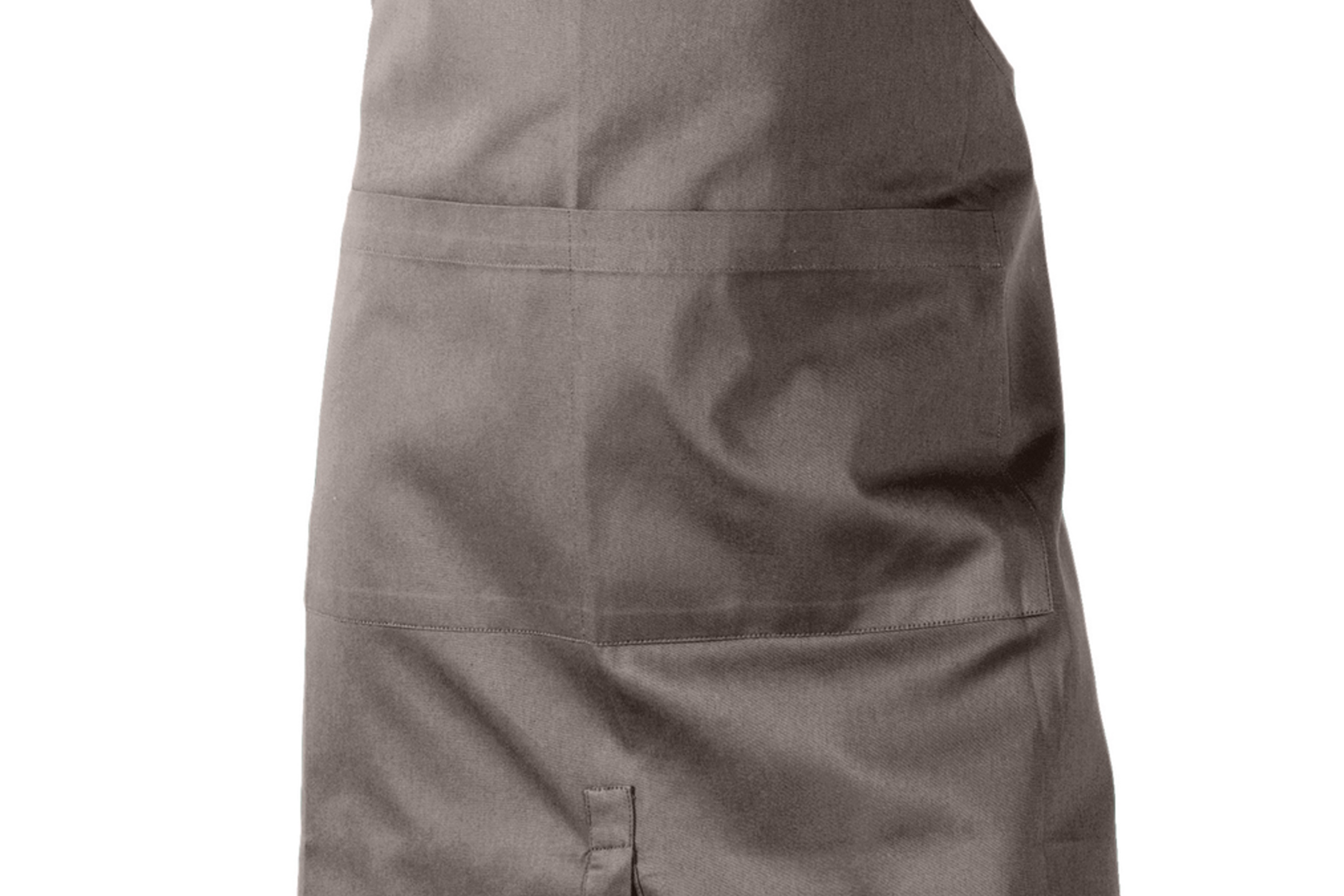 Forklæde, langt, ler (clay), bomuld