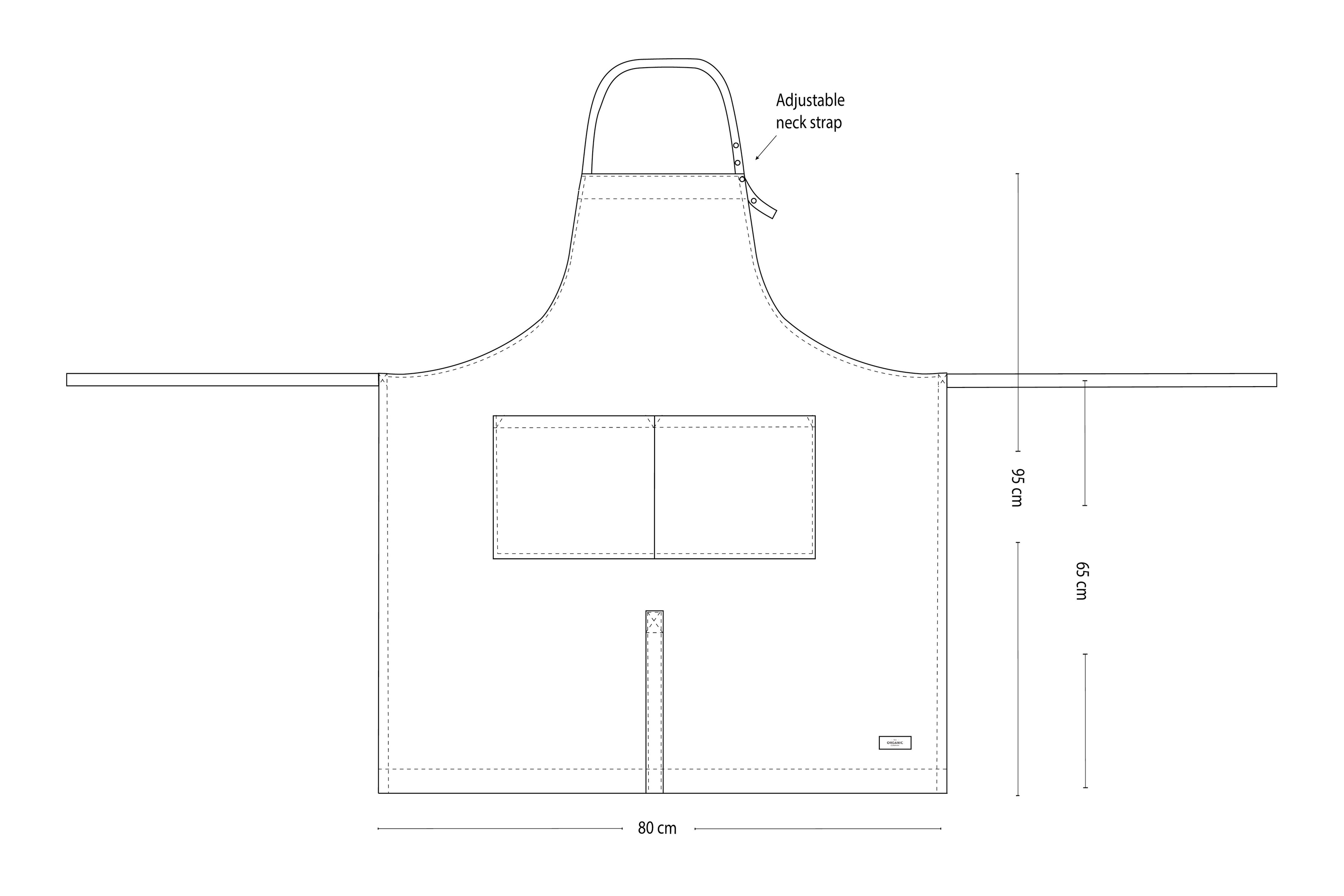 Forklæde, langt, ler (clay), bomuld