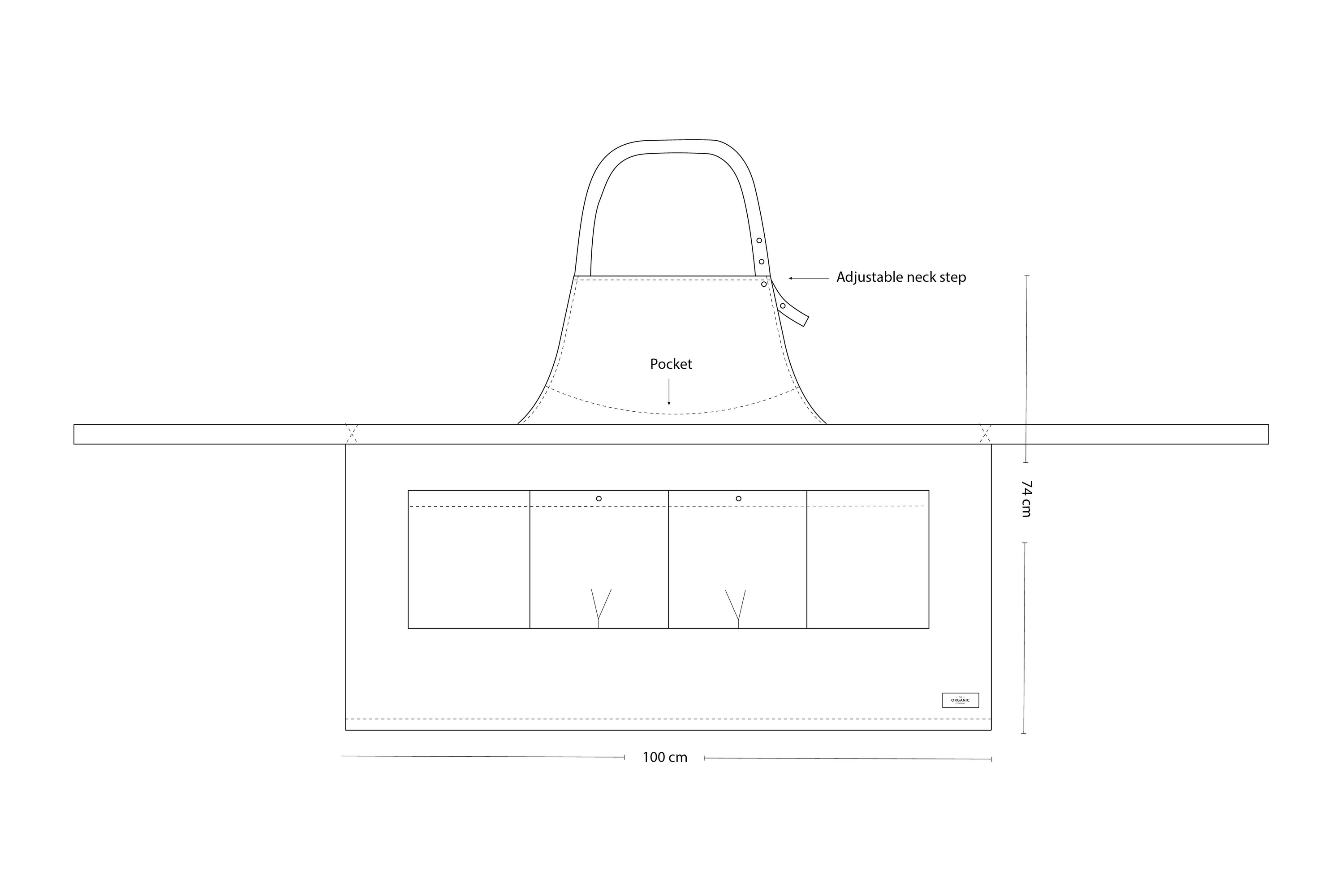 Forklæde, kort, mørk grå, bomuld