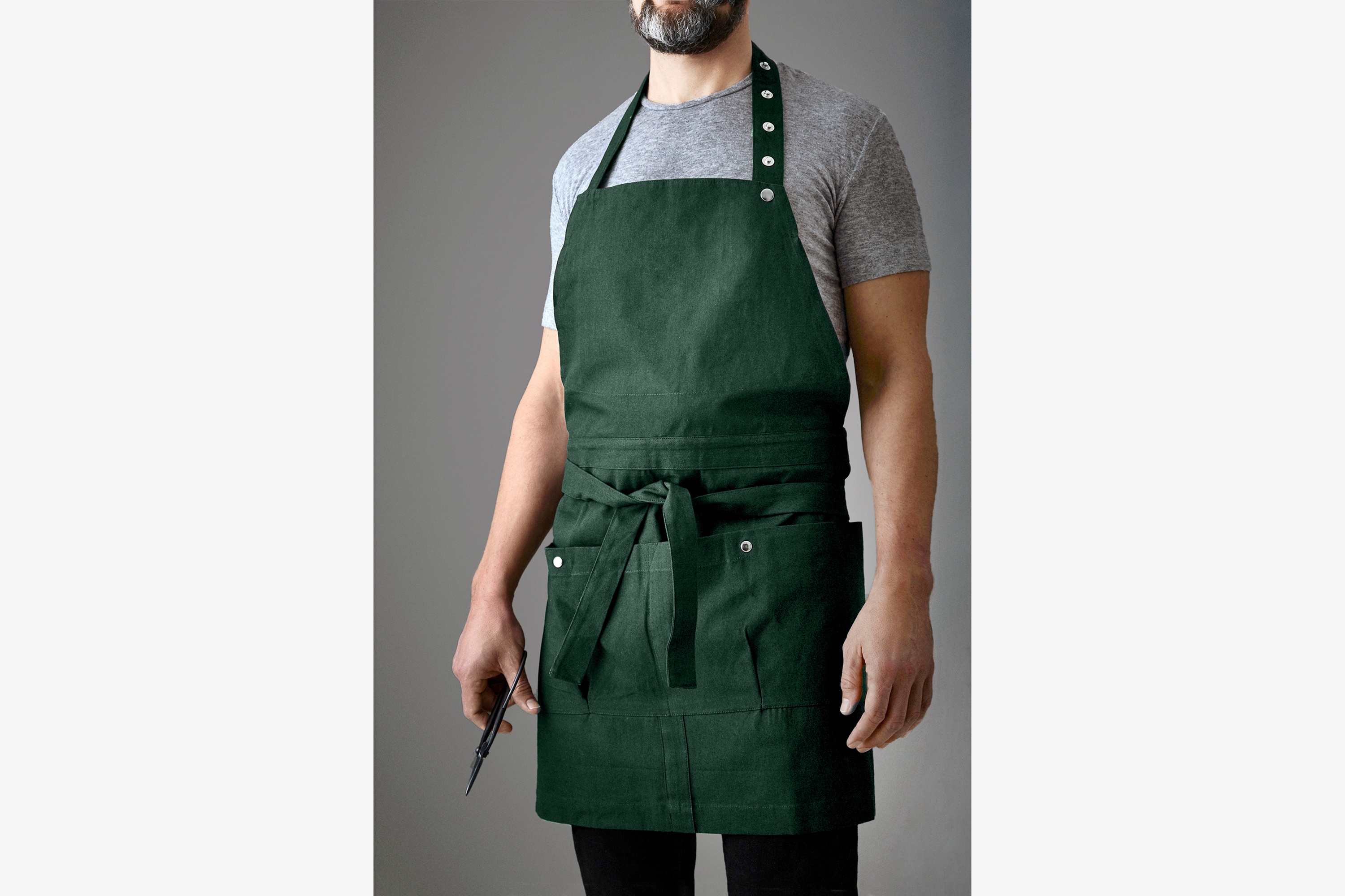 Forklæde, kort, mørk grøn, bomuld