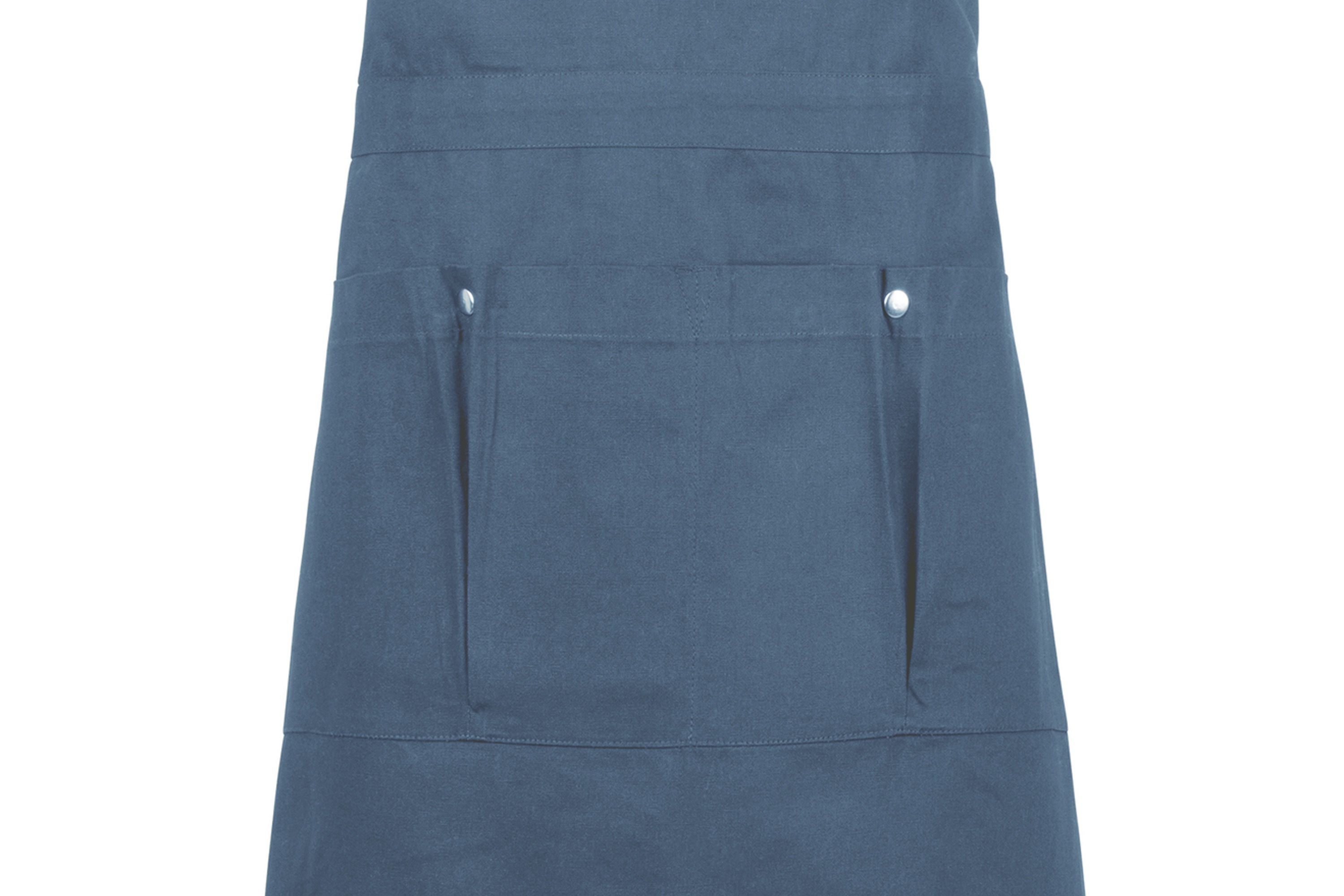 Forklæde, kort, gråblå, bomuld