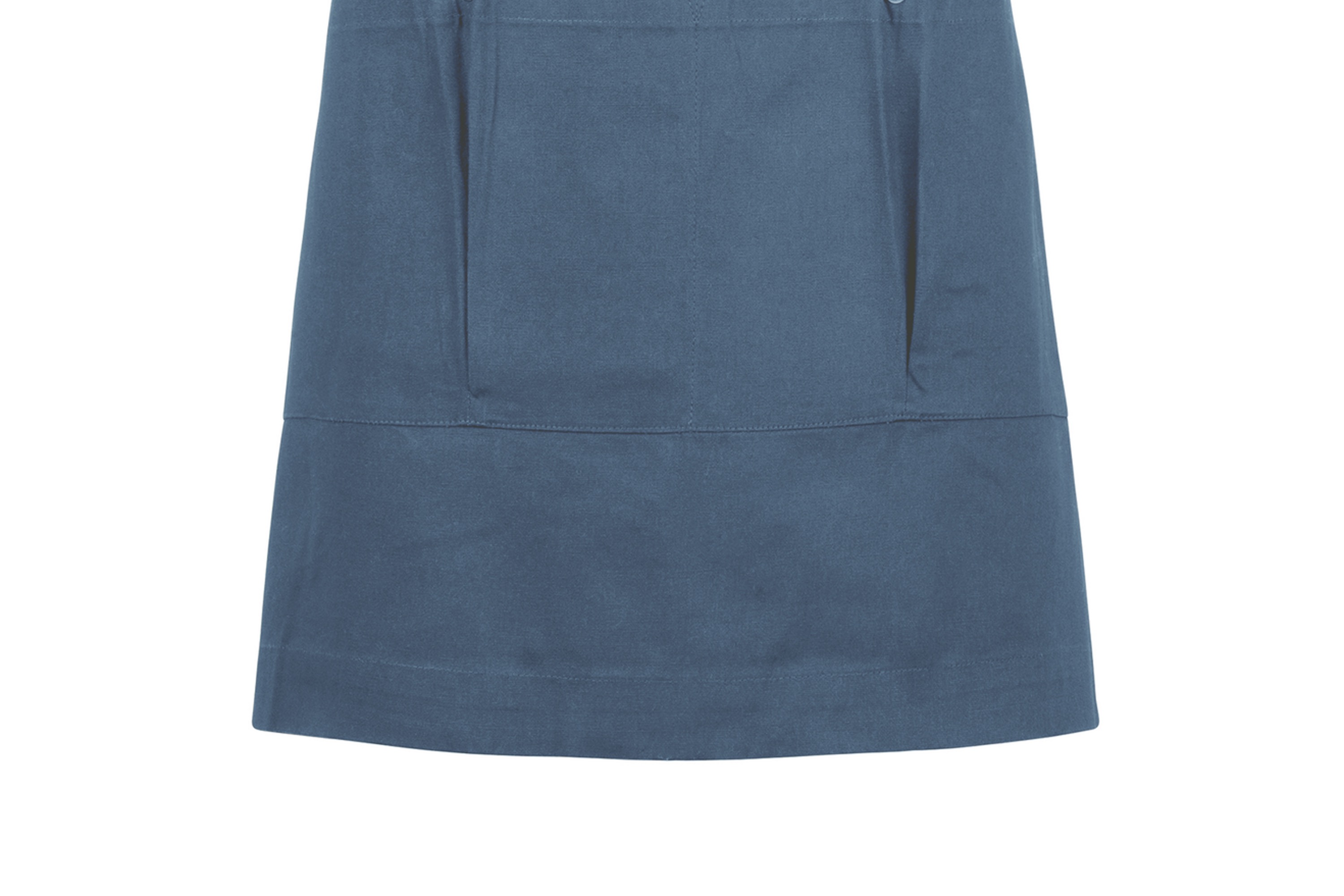 Forklæde, kort, gråblå, bomuld