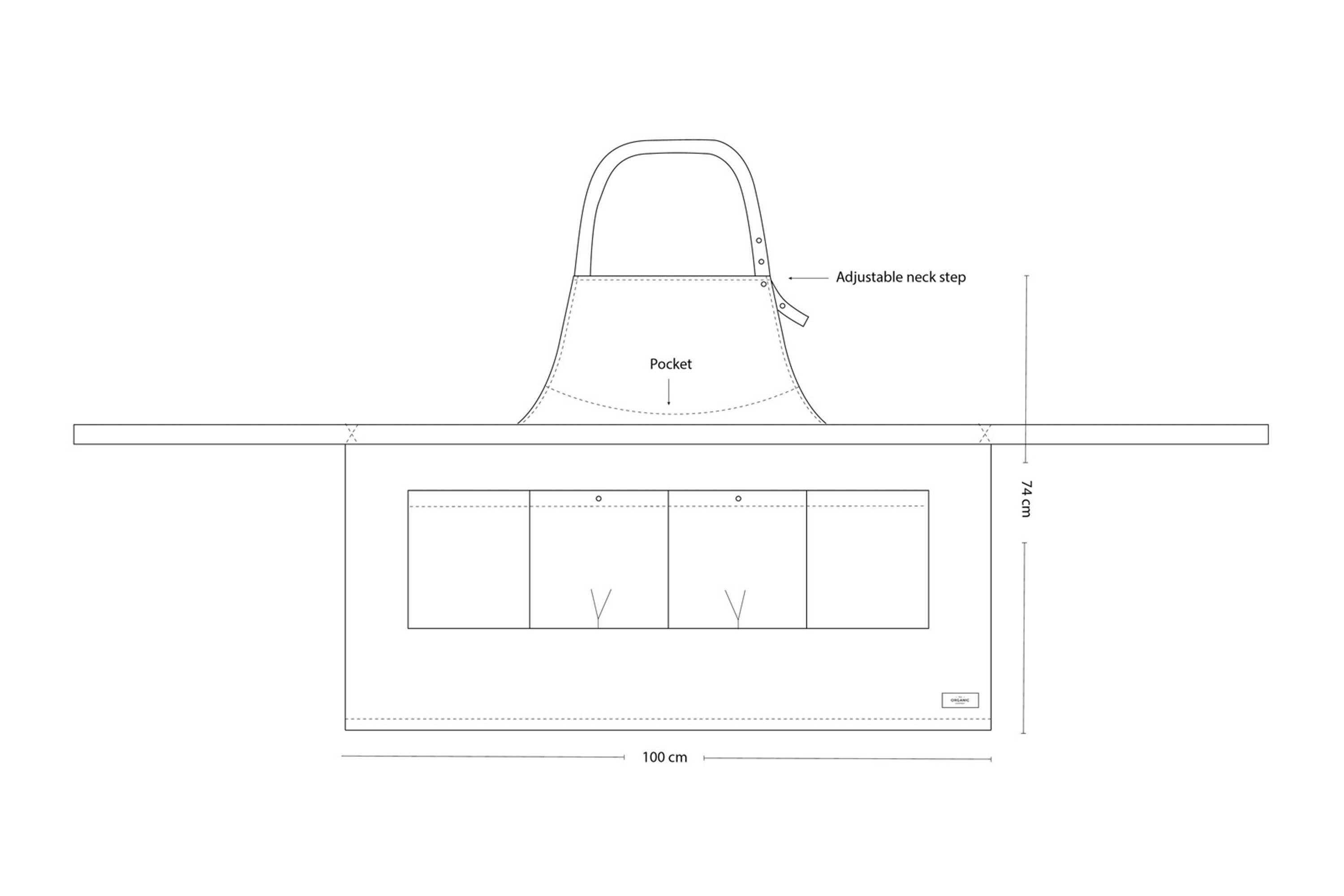 Forklæde, kort, gråblå, bomuld