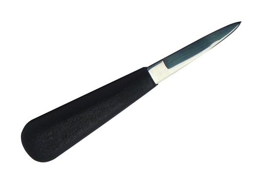 Østerskniv med sort plastskæfte, 16 cm