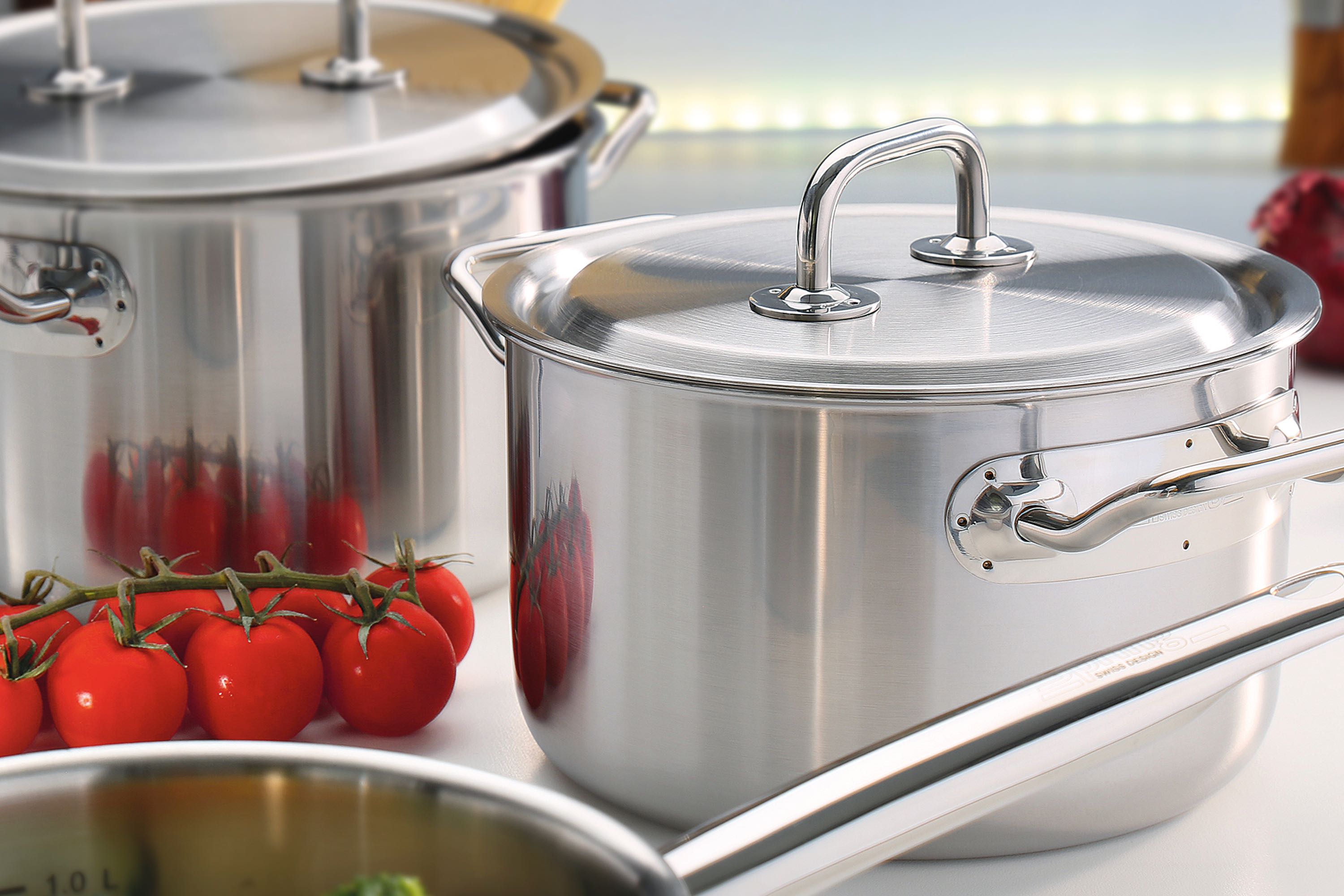 Lav gryde, stål, 5 lag