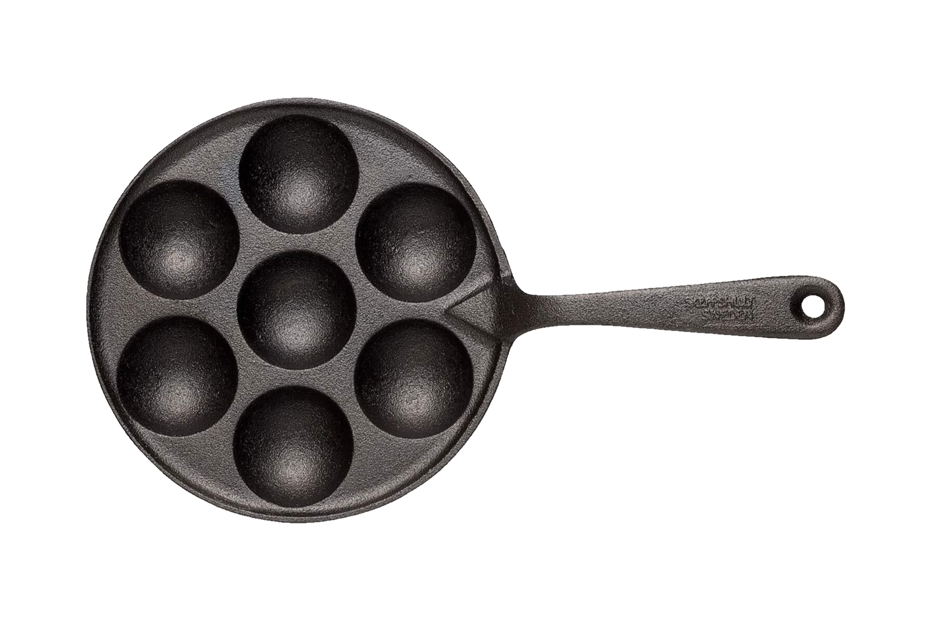 Æbleskivepande, uemaljeret støbejern