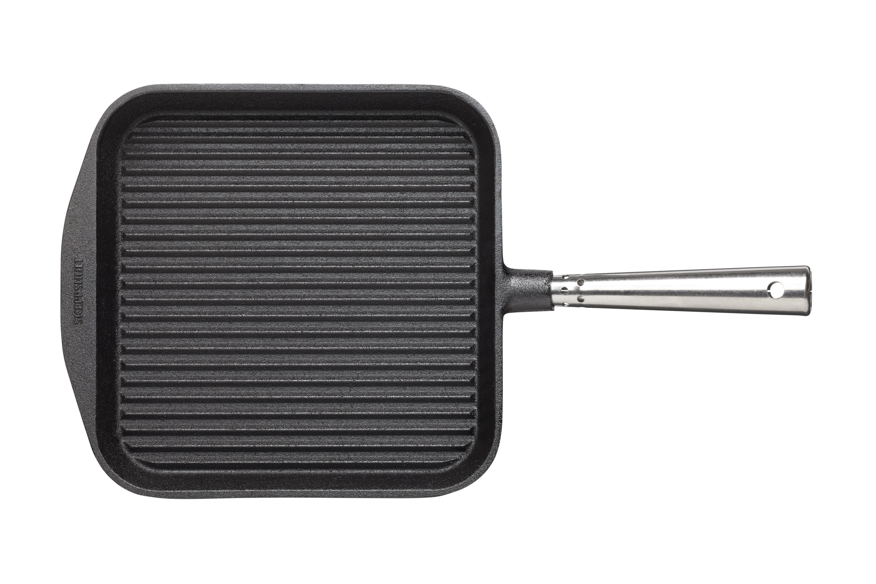 Grillpande, kvadratisk, uemaljeret støbejern