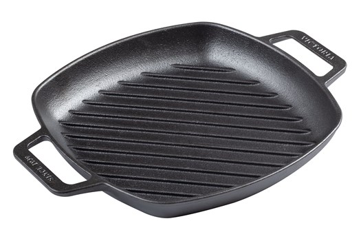 Grillpande, to håndtag, støbejern