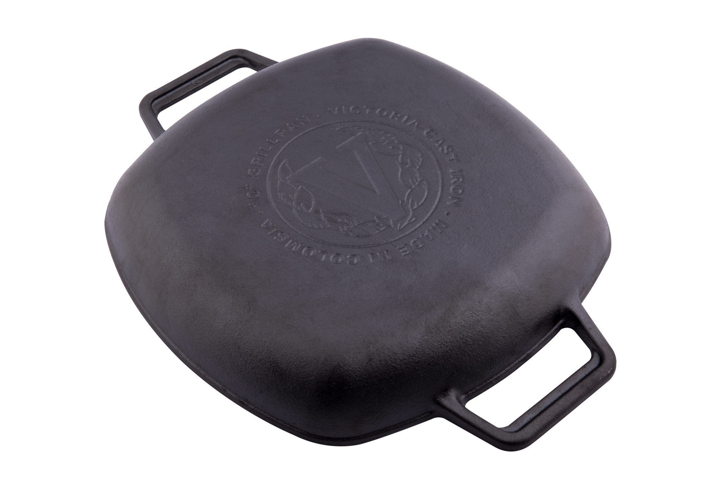 Grillpande, to håndtag, støbejern
