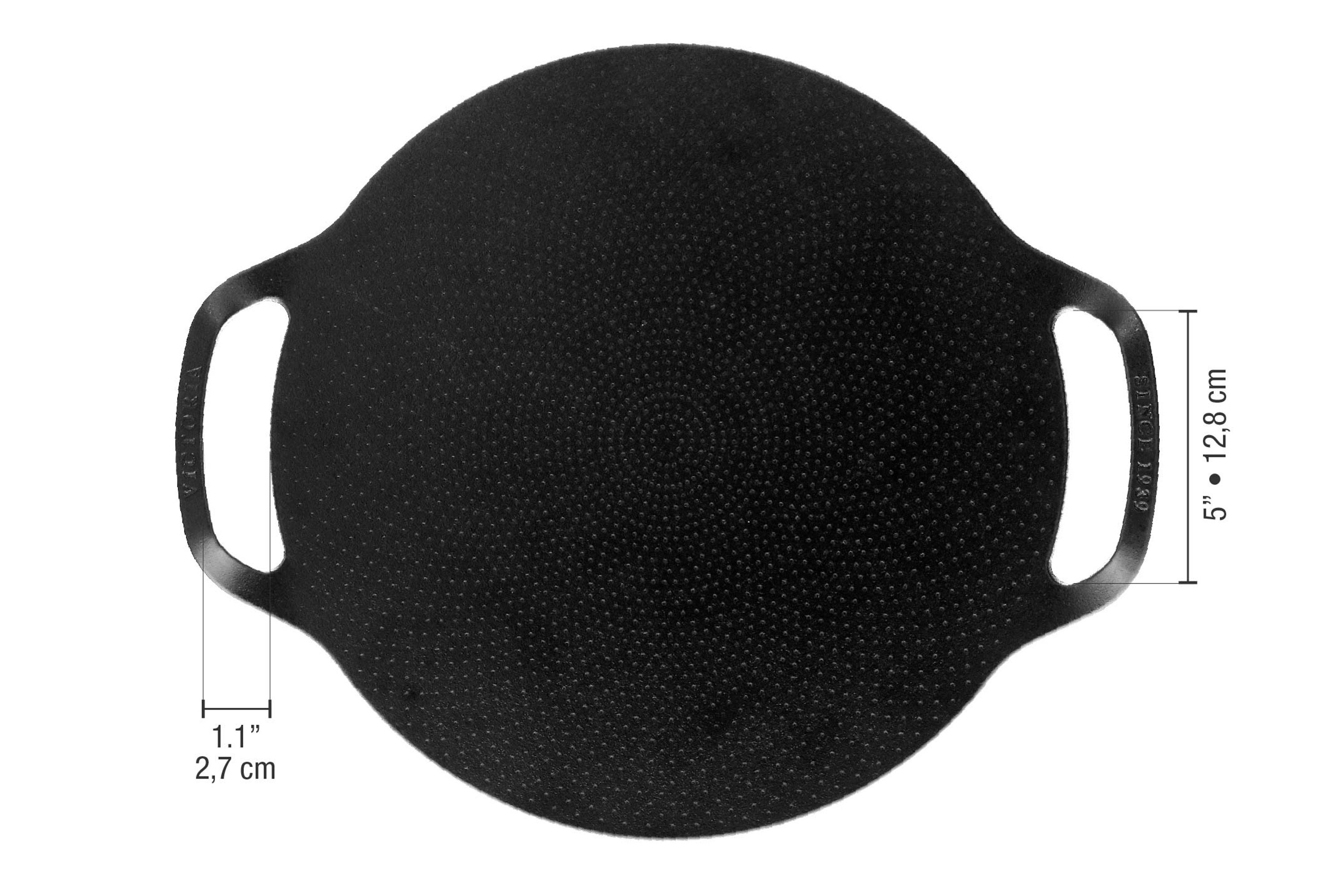 Bagejern, to håndtag, emaljeret støbejern