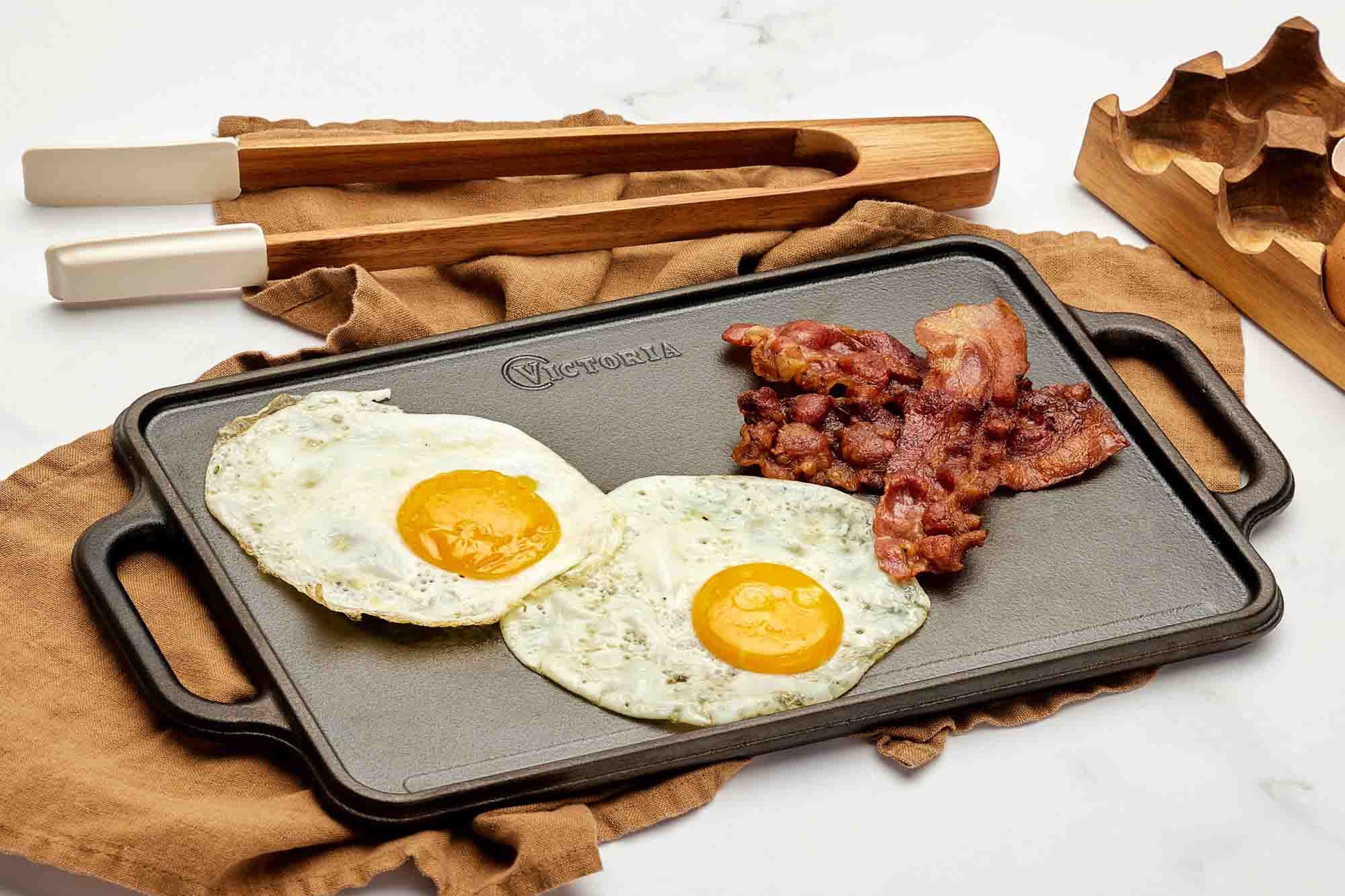 Plancha grill- og stegeplade, vendbar, emaljeret støbejern