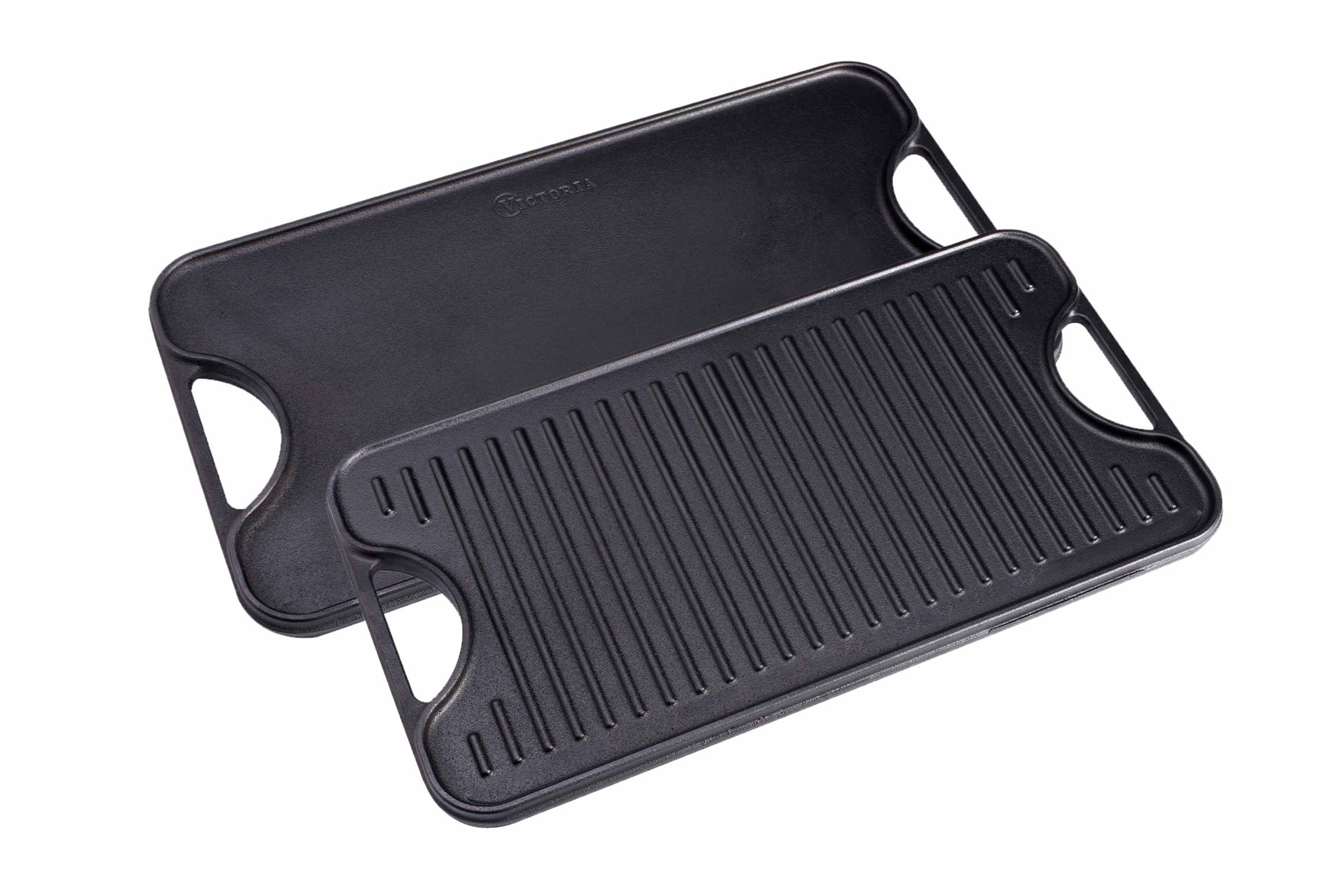Plancha grill- og stegeplade, vendbar, emaljeret støbejern