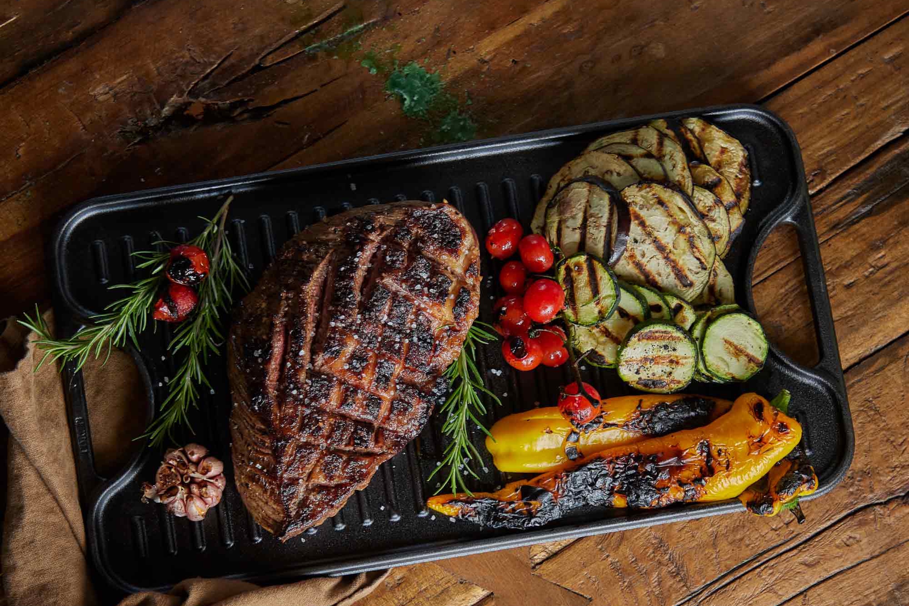 Plancha grill- og stegeplade, vendbar, emaljeret støbejern