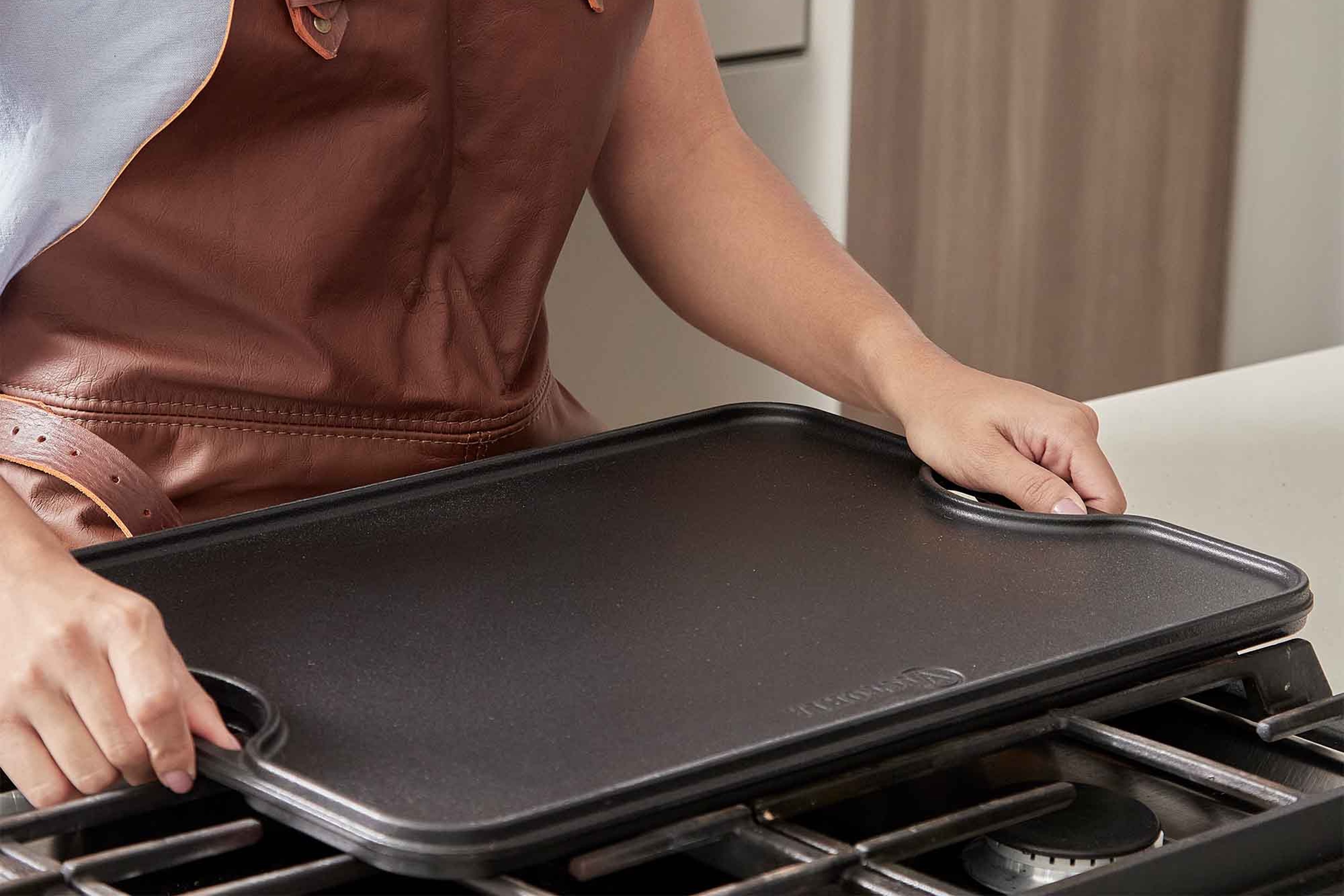 Plancha grill- og stegeplade, vendbar, emaljeret støbejern