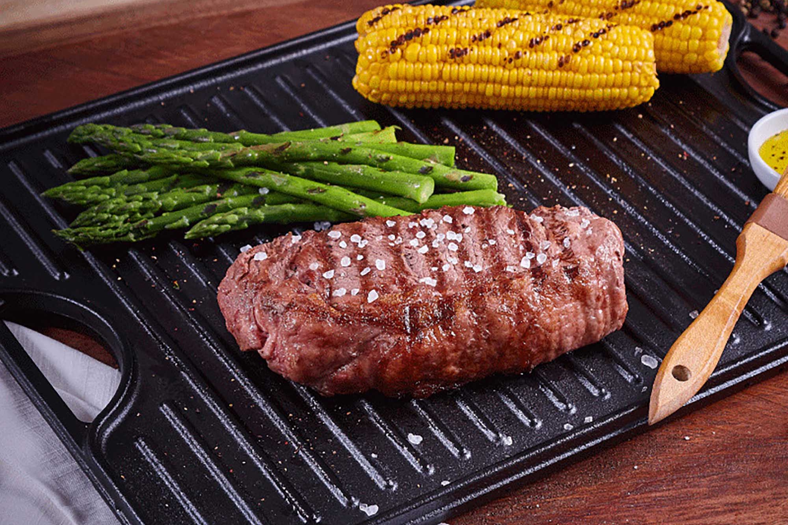 Plancha grill- og stegeplade, vendbar, emaljeret støbejern