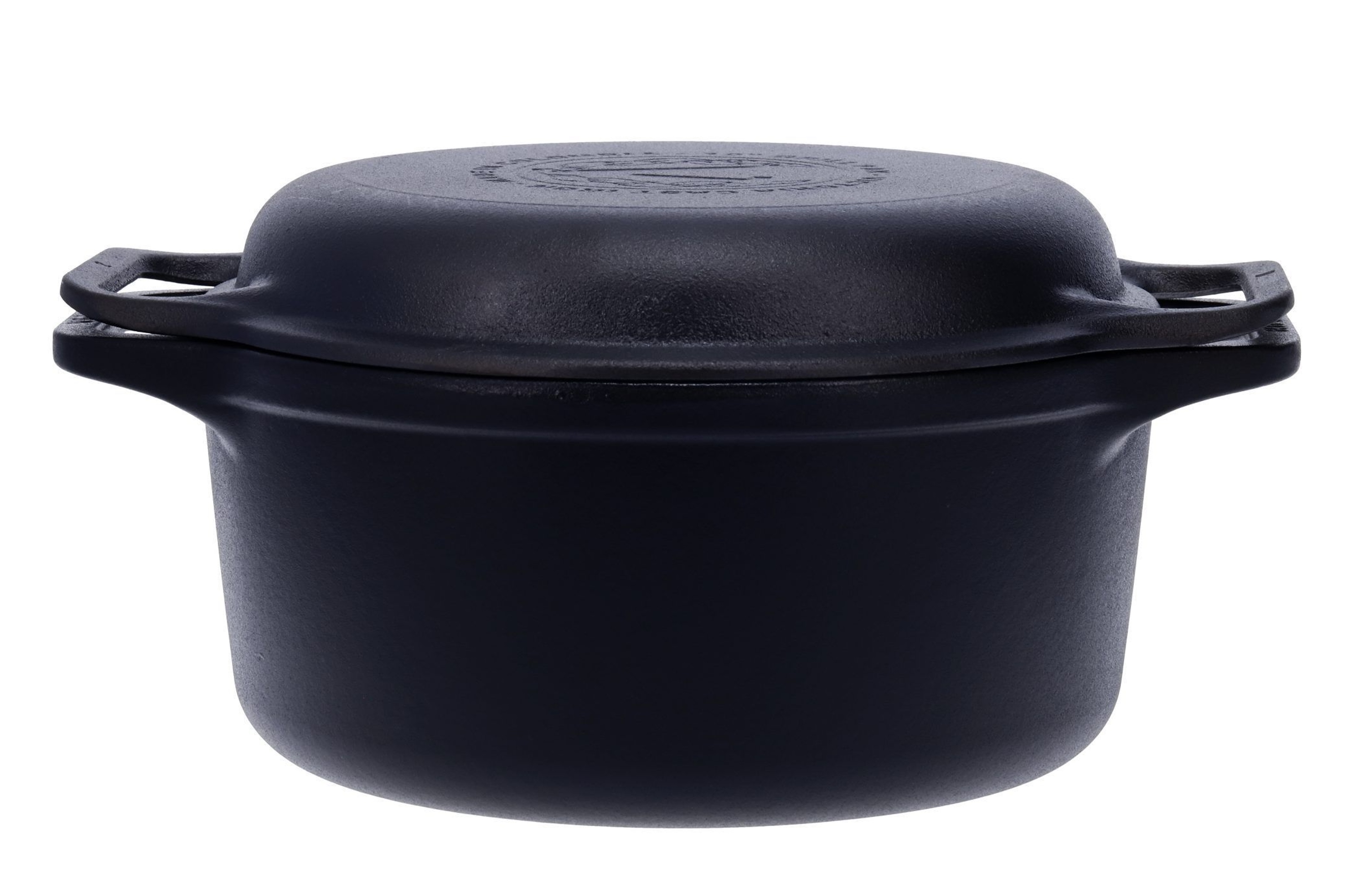 Gryde med grill-låg, uemaljeret støbejern