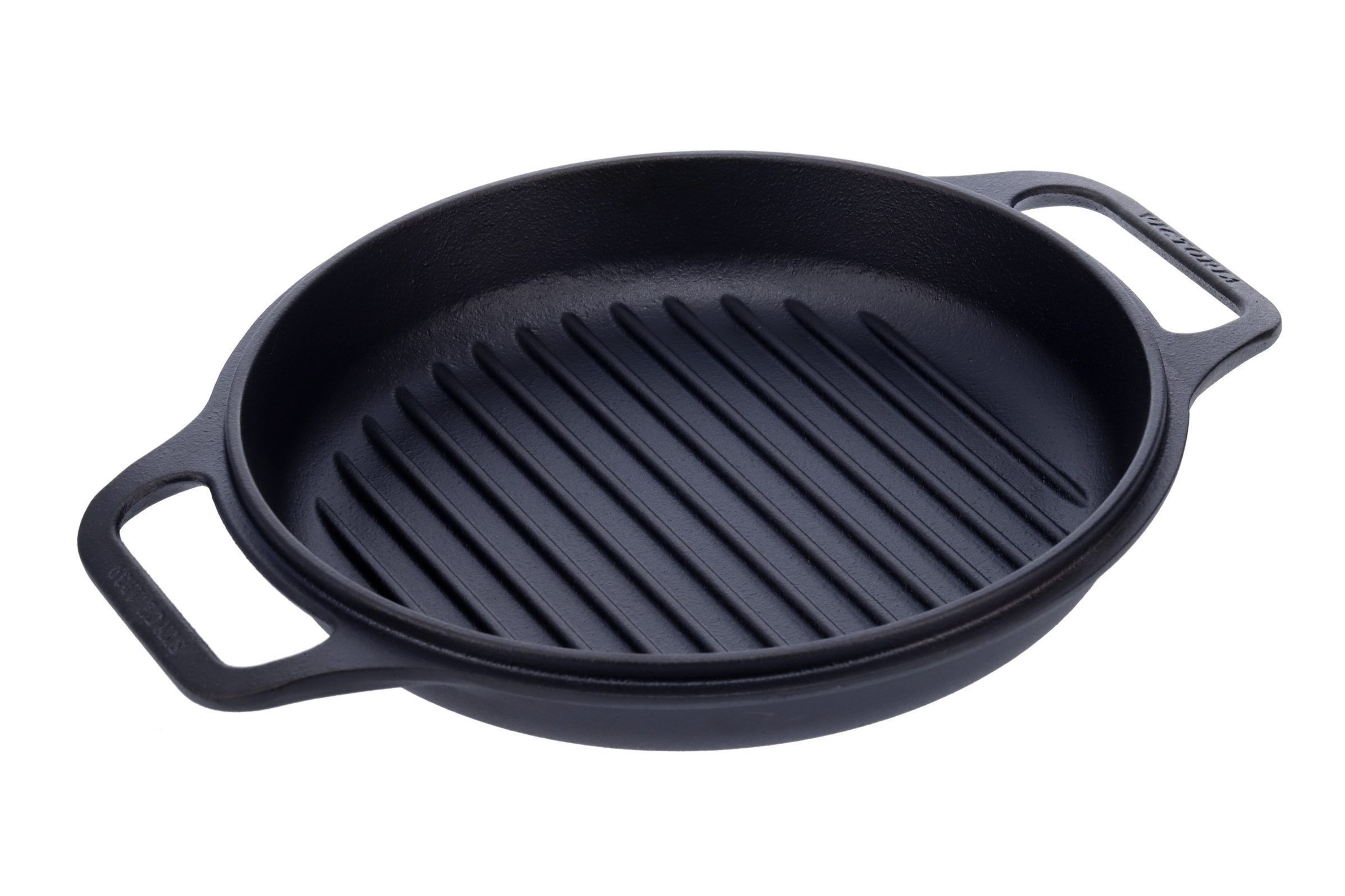 Gryde med grill-låg, uemaljeret støbejern