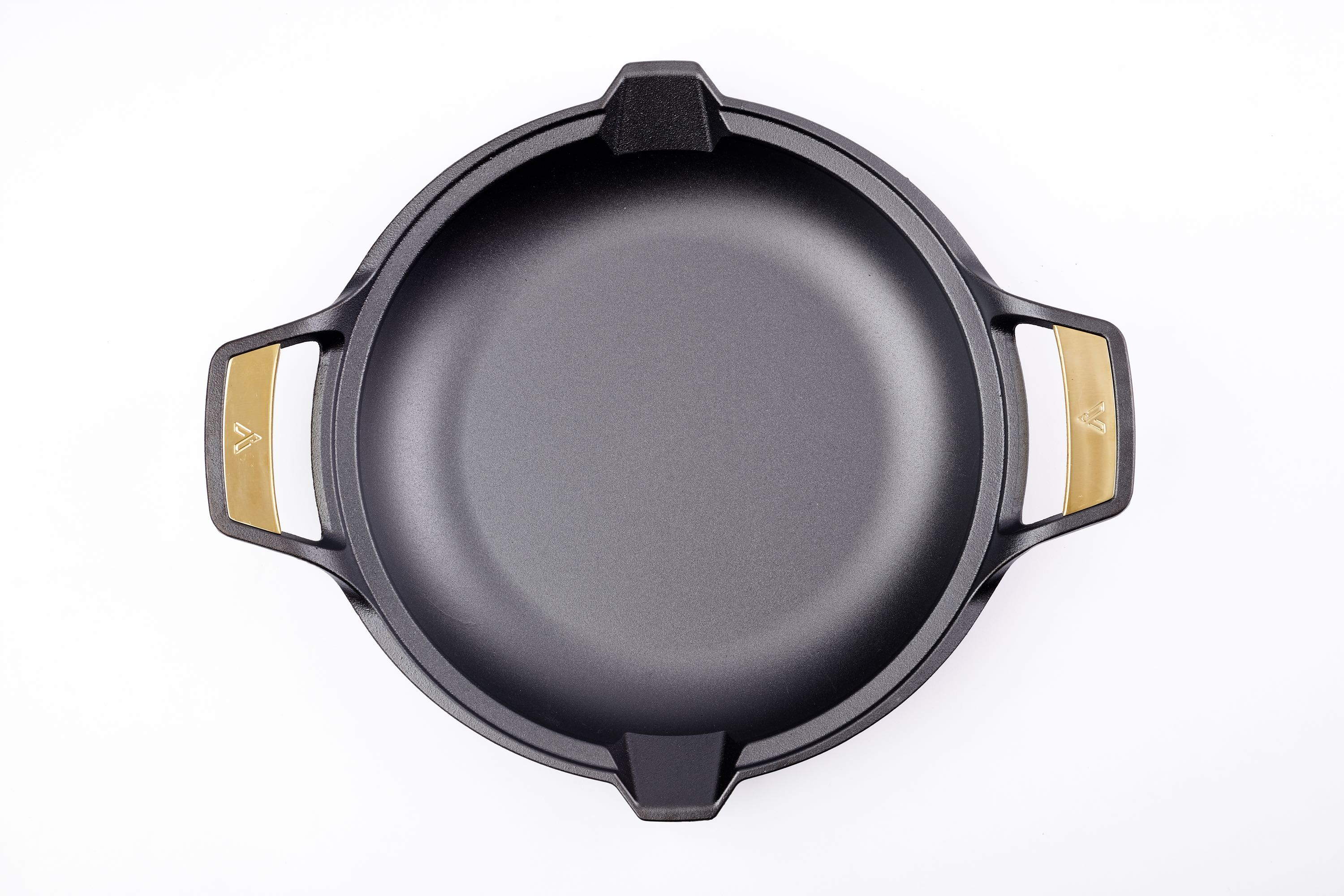 Sauterpande, to håndtag, uemaljeret støbejern