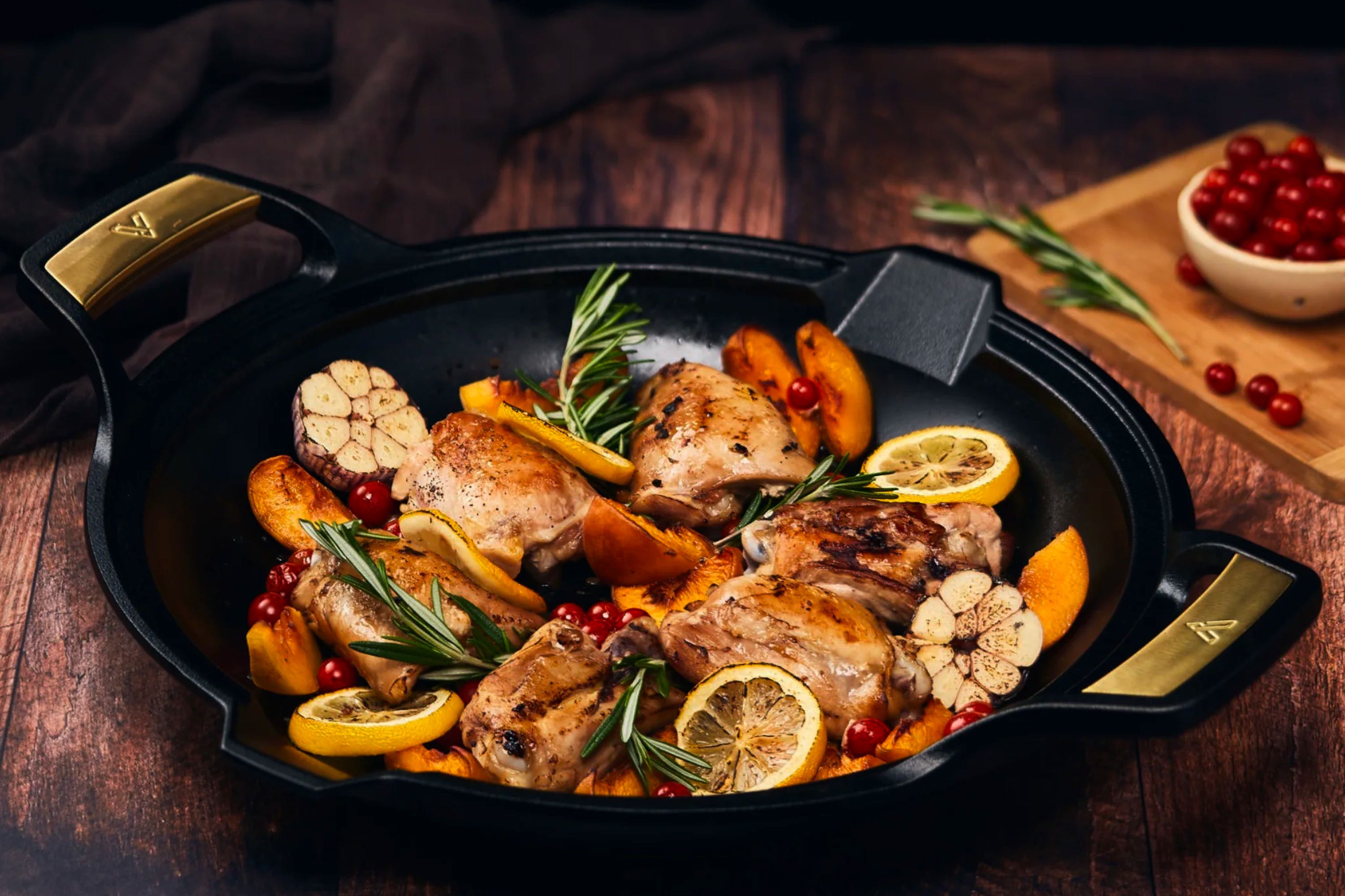 Sauterpande, to håndtag, uemaljeret støbejern