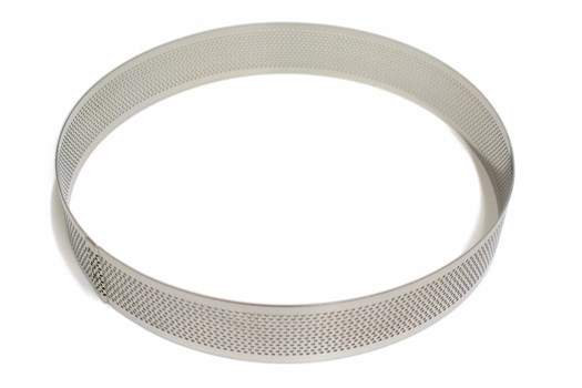 Tærtering rund, perforeret stål, H 3,5 cm