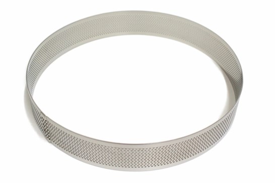 Tærtering, rund, perforeret stål, H 3,5 cm