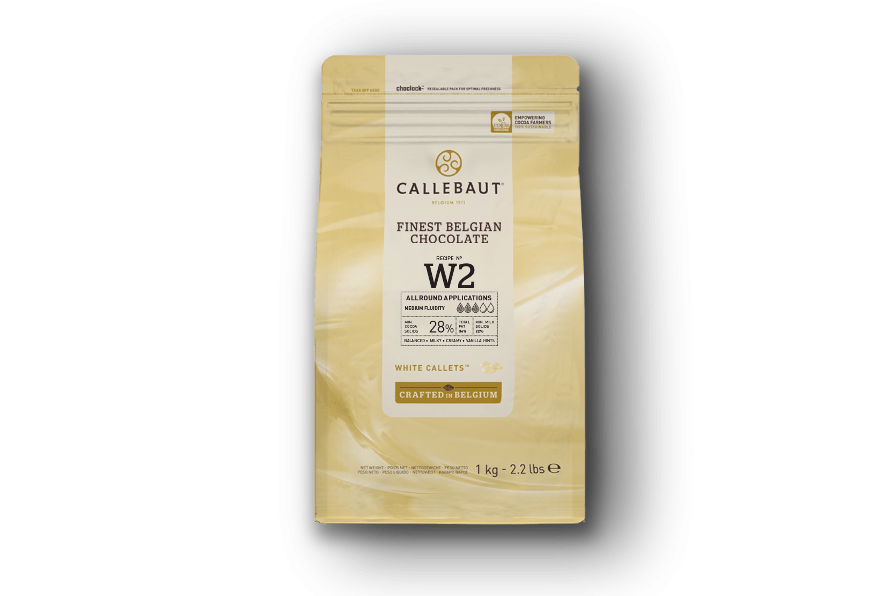 Chokolade, hvid W2, perler, 1 kg